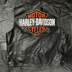 MENS H-D LEATHER BIKER VEST