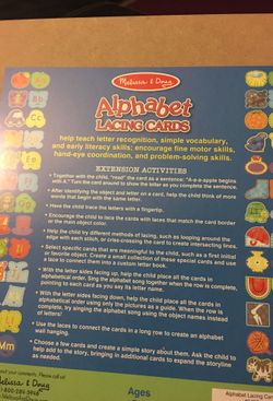 Alphabet lacing cards