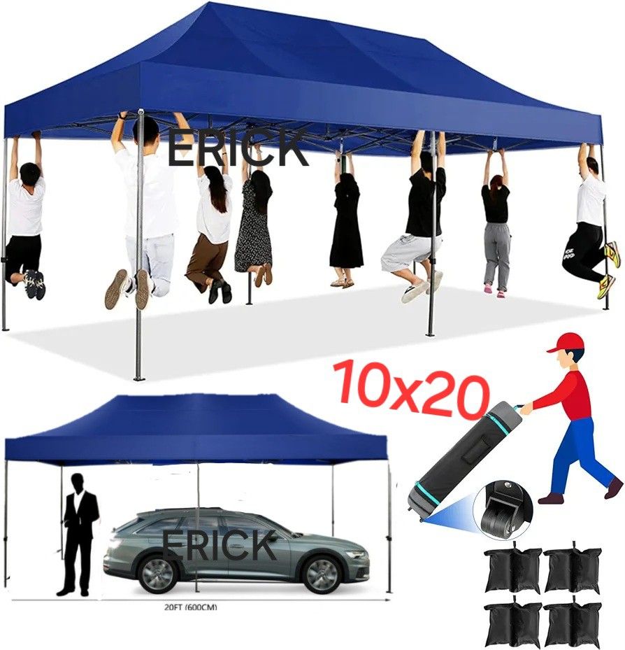 10x20 Heavy Duty Pop up Canopy Tent Easy Up Commercial Outdoor Canopy Wedding Party Tents for Parties All Season Wind Waterproof Gazebo