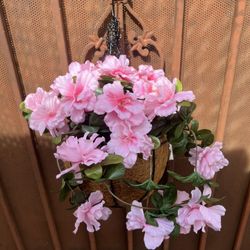New Hanging Pot With Artificial Flowers, Azusa 