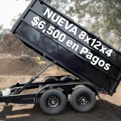 2025 Nueva 8x12x4 Dump Trailer En Pagos 