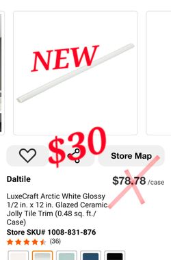 Daltile Arctic White Glossy Ceramic Jolly Tile Trim — NEW