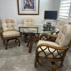 LEADERS RATTAN 48” ROUND DINING TABLE SET