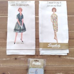 SIMPLICITY VINTAGE TEA TOWELS & MAGNETIC TIN **BRAND NEW**