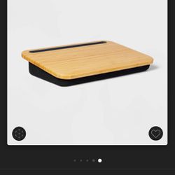 Bamboo Lap Desk with Powerbank and Charging Cable Brown/Black 