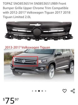 2012 to 18 Volkswagen Tiguan bumper grille