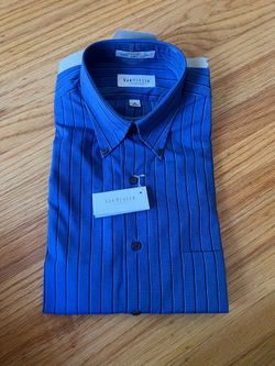 NWT! Van Heusen Men’s Button Down Dress Shirt Blue Stripe Long Sleeve Size 15