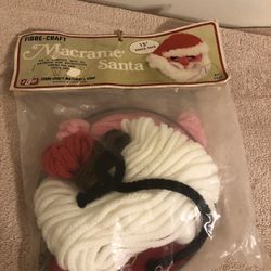 Vintage Fibre Craft Macrame 15” Santa Claus Face #2545 NIP