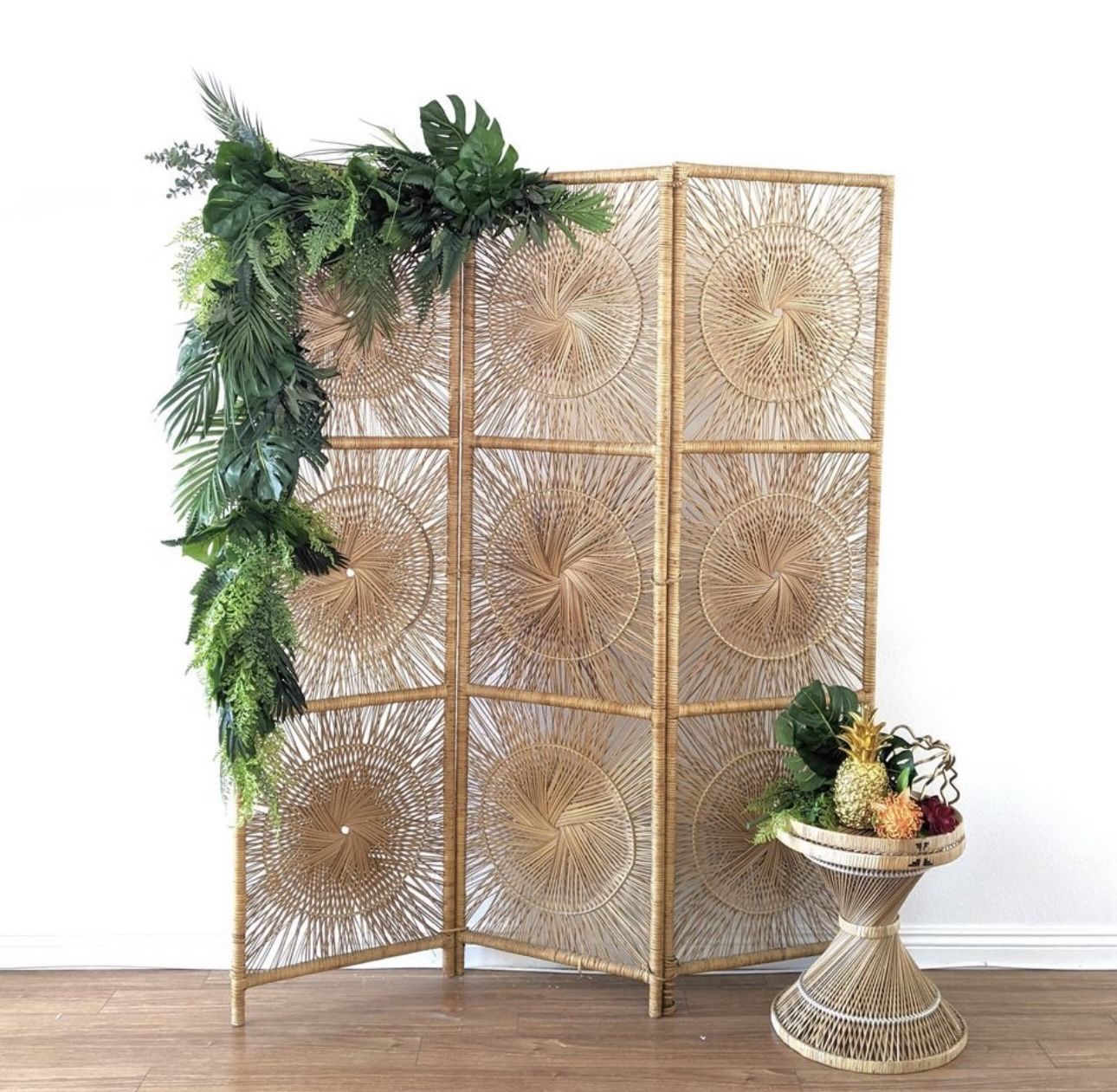 Sunburst Rattan Room Divider