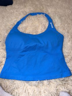 DFYNE Blue Halter Neck Crop Top