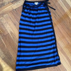 Michael Kors  Blue Black Striped MIDI Sleeveless Knit Dress Sz XS