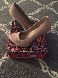 Light pink suede heels