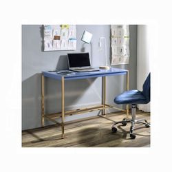 Blue Vanity Desk With USB Power Outlet 
