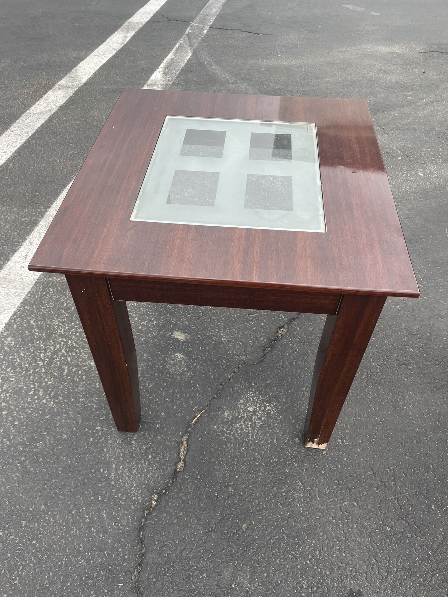 Nice Wood Table with Glass Side Table Coffee Table Night Stand 