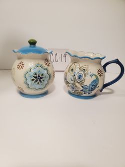 Dutch Wax Peacock Sugar and Creamer Set