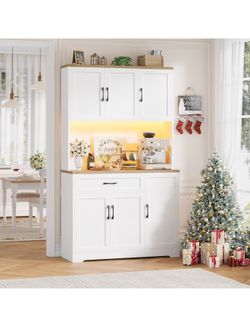 LED Pantry Cabinet with Power Outlet.