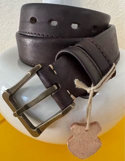 Genuine Leather Belt with Brass Buckle