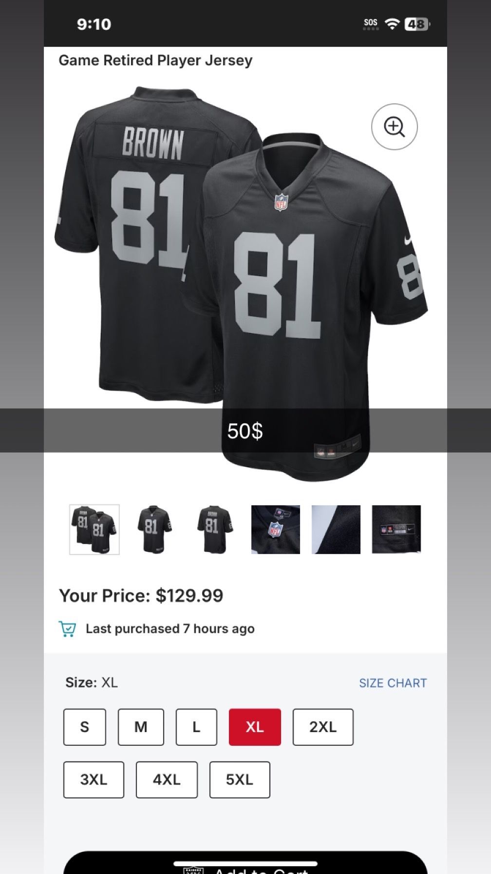 Oakland Raiders Jersey Tim Brown XL