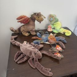Ty Vintage Collection Dragon, crab, scorpion, Lizard Stuffed Animals