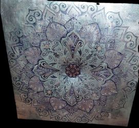 Large metallic pink purple flower art decor