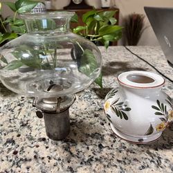 Vintage Candle wood Oil Lamp