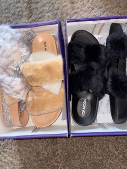 Top Moda Faux Fur Slide Sandals – 2 Pairs