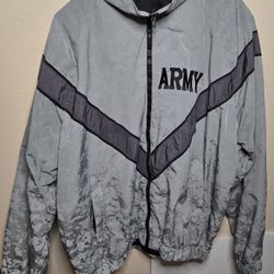 Army Nylon Full Zip PT Windbreaker Jacket Sz Medium