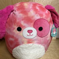Squishmallows Detina the Pink Dog with Fuzzy Ears 14in Ultra-Soft Plush