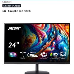 Acer SH242Y Ebmihx 23.8" FHD 1920x1080 Computer Monitor 100Hz, Home Office, IPS, AMD FreeSync, HDMI 1.4, VGA Port, Ultra-Thin, Zero Frame, Height/Swiv