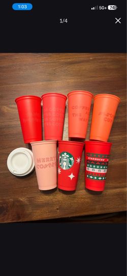 Reusable Festive Starbucks Cup Set with Lids