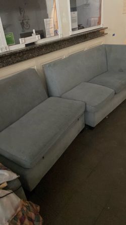Blue Gray Sectional Sofa with Chaise