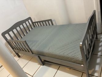 Gray Toddler Bed with Mattress