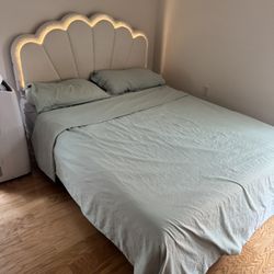 Lighted Headboard with Queen Frame In Great Condition! 