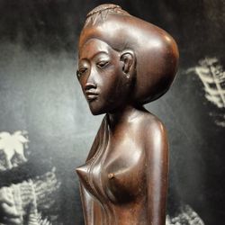 Partially Nude Female Woodcarving 