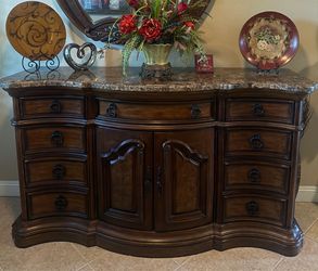 Marble Wood Polished Vintage Dresser