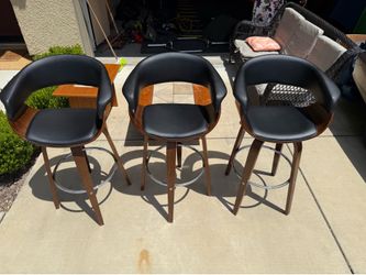 Set of 3 Mid-Century Modern Style Bar Stools