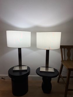 VANT Column Table Lamps (set of 2) Brushed Nickel Modern Contemporary 30”