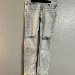 Men’s RSQ light blue acid wash ripped skinny stretch jeans pants size 31 x 30