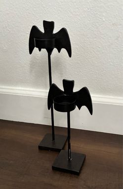 Set 2 Pottery Barn Halloween Bat Candle Holders