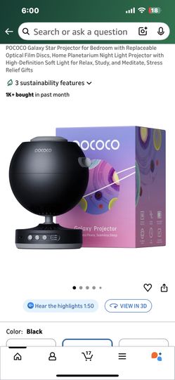 POCOCO Galaxy Star Projector for Bedroom with Replaceable Optical Film Discs, Home Planetarium Night Light Projector with High-Definition Soft Light f