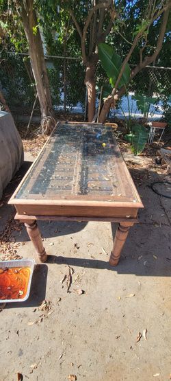 Viking Wooden Table with Glass Top