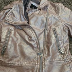 Pink Art Class Kids Size 4/5 Motor Jacket Faux Leater Euc