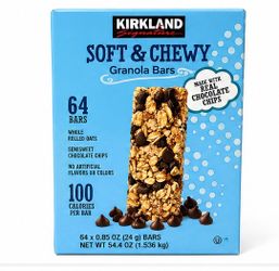 Kirkland Signature Soft & Chewy Granola Bars 64 Count Chocolate Chip New Sealed