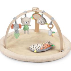 Ingenuity Every Season Plush Lambswool Baby Play Gym and Play Mat, Breathable, Tummy Time Mat, 0+ Months - Natural