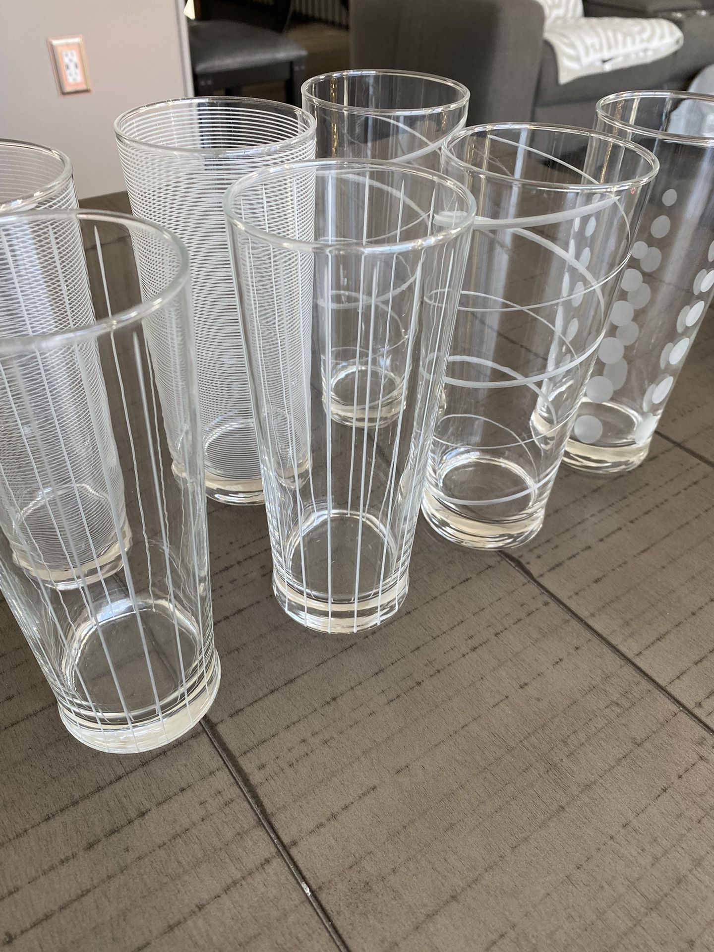 Tall Mikasa Highball Etched Glasses