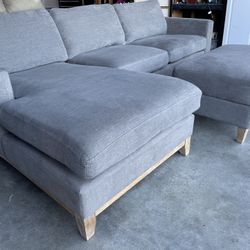 Gray Sectional W Storage Ottoman 