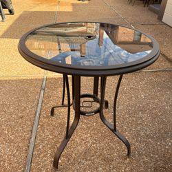 Patio Bistro Table Round Outdoor W/Umbrella Hole