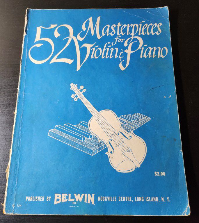 "52 MASTERPIECES FOR VIOLIN AND PIANO" BELWIN MILLS *1942* VINTAGE