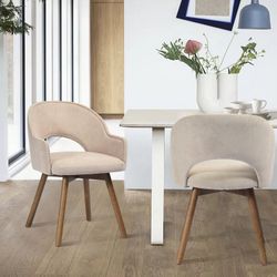 Homy Casa Aranguiz Upholstered Dining Chair Beige Terry Fabric Open Box