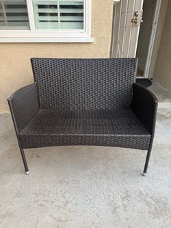 Outdoor Wicker Loveseat Bench
